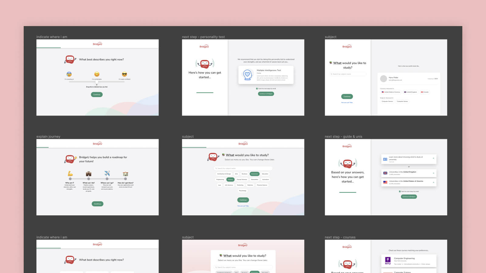 Early wireframes / concept explorations
